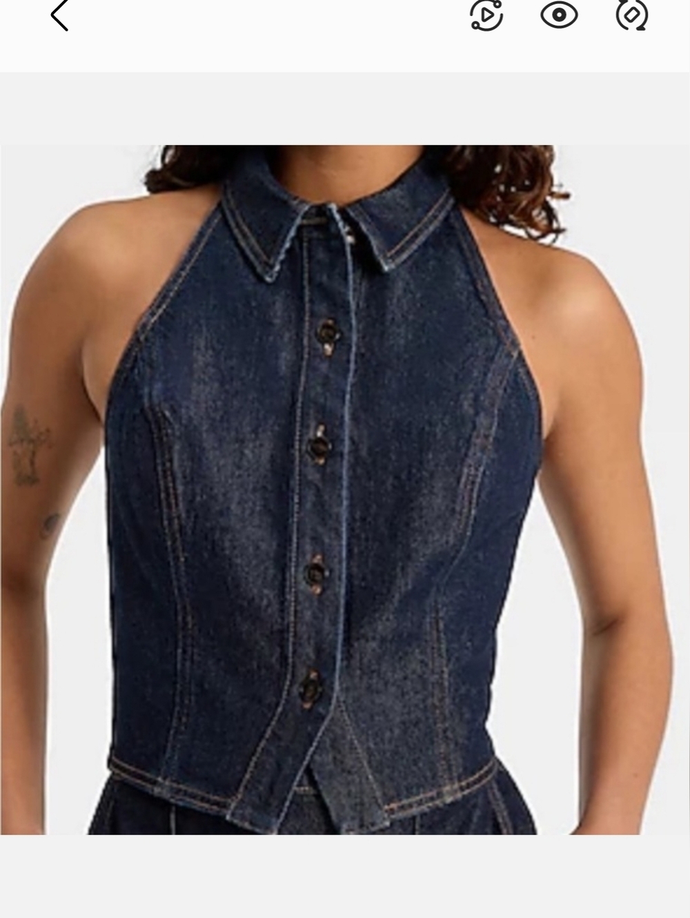 Denim Halter Sleeveless Top - Picture 9 of 10
